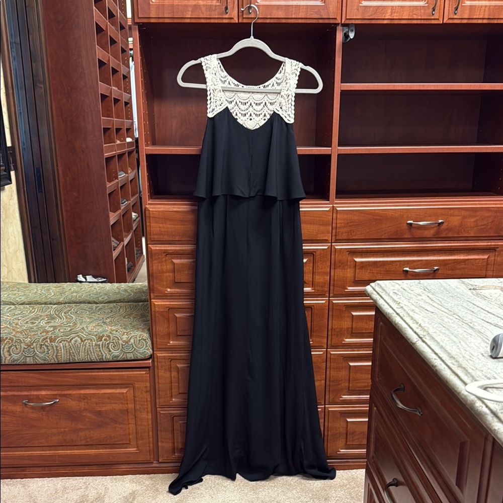 NEW Black & Cream Crochet Maxi Dress
